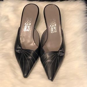 Size 11 Ferragamo leather slide heels